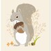squirrel - woodland art print 8x10