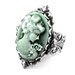 SALE Was 35.00 - Neo Victorian Cameo Ring with Iridescent Emerald Green Shimmer and Antiqued Sterling Silver Plated Band - By GhostLove