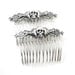 Necromance Hair Combs - Sexy Macabre Gothic Hair Pieces with Antiqued Sterling Silver Plated Skull Heads - by Ghostlove