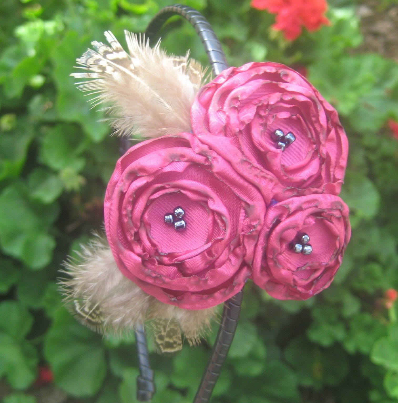 Dashing...Flower and Feather Headband