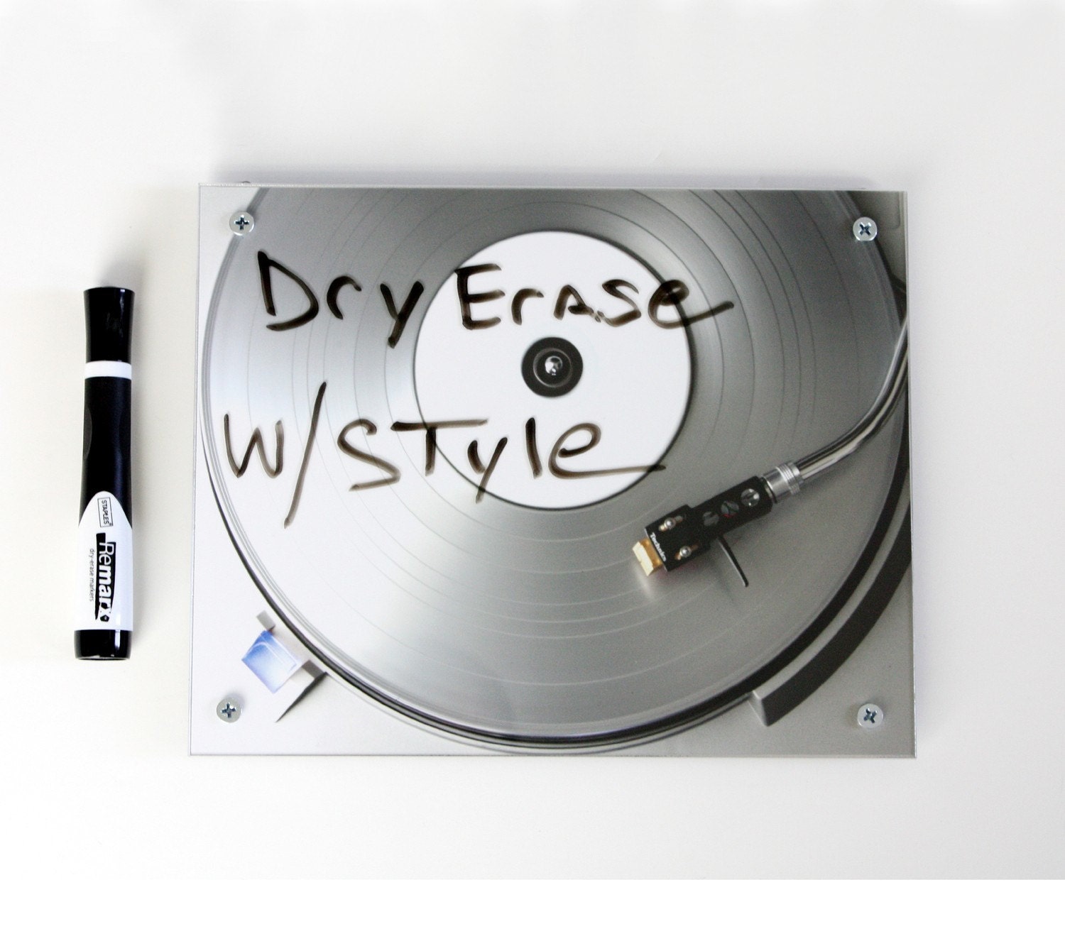 Dry Erase Board Art . Record Player Silver Ice White Board  DJ Art