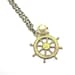 Nautical Ship's Wheel Creamy White Necklace with Vintage Glass Pearl Accent