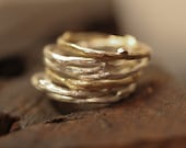 Stack of Twig Rings /  Sterling and 14k Y Gold - SaaraReidsema