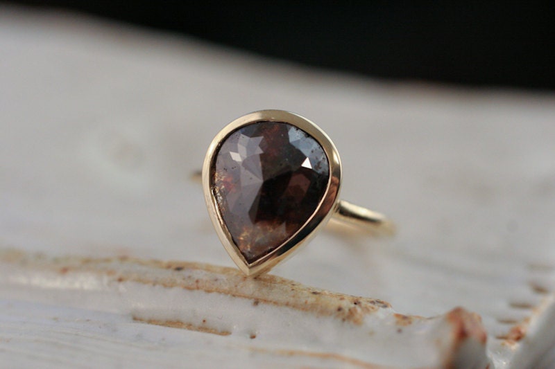 Custom for Cary / Large Calico Rose Cut Diamond Ring and matching 3mm band