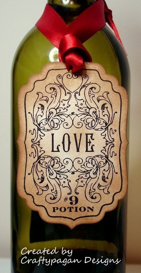 Love Potion Label/Tags SET of 6-Vintage Style AS FEATURED On Rock And Roll Bride
