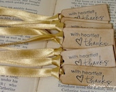 With Heartfelt Thanks-Luxury Tiny Thank You Tags Set of 100-Ribbon Choices Available-Perfect for tying to Favors
