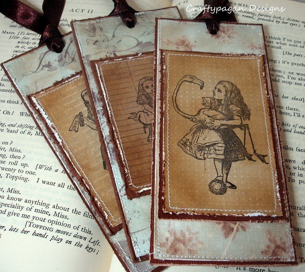 Alice in Wonderland Stitched Bookmarks-Set of 3-Mixed Characters-Limited Edition