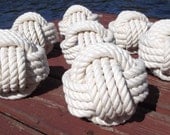 Nautical Wedding - 26 Nautical Rope Table Number Holders - Set of 26 little Monkey Fist Knots for your wedding