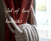 Nautical Decor Set of 2 rope curtain tie backs - drapery holder - pure cotton - for home, cabin, boat house or cottage