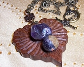 Woodland Leaf Necklace With Amethyst and Sugilite