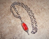 Valentines Red Flame Wire Wrapped Necklace. Gifts Under 25