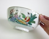 Vintage Japanese Hand Painted Porcelain Bowl / Geisha in Garden