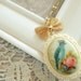 Blue Bird with Crown in Frame Long Necklace