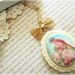 Red Bird with Crown in Frame Long Necklace