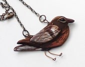 Autumn bird handmade sculpted polymer clay bird 