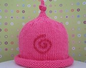 Pink Power Please  hand knit baby hat