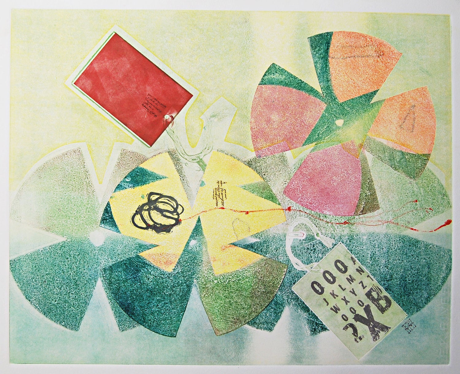 Original Fine Art Monoprint : WhatPrice,LilyPad