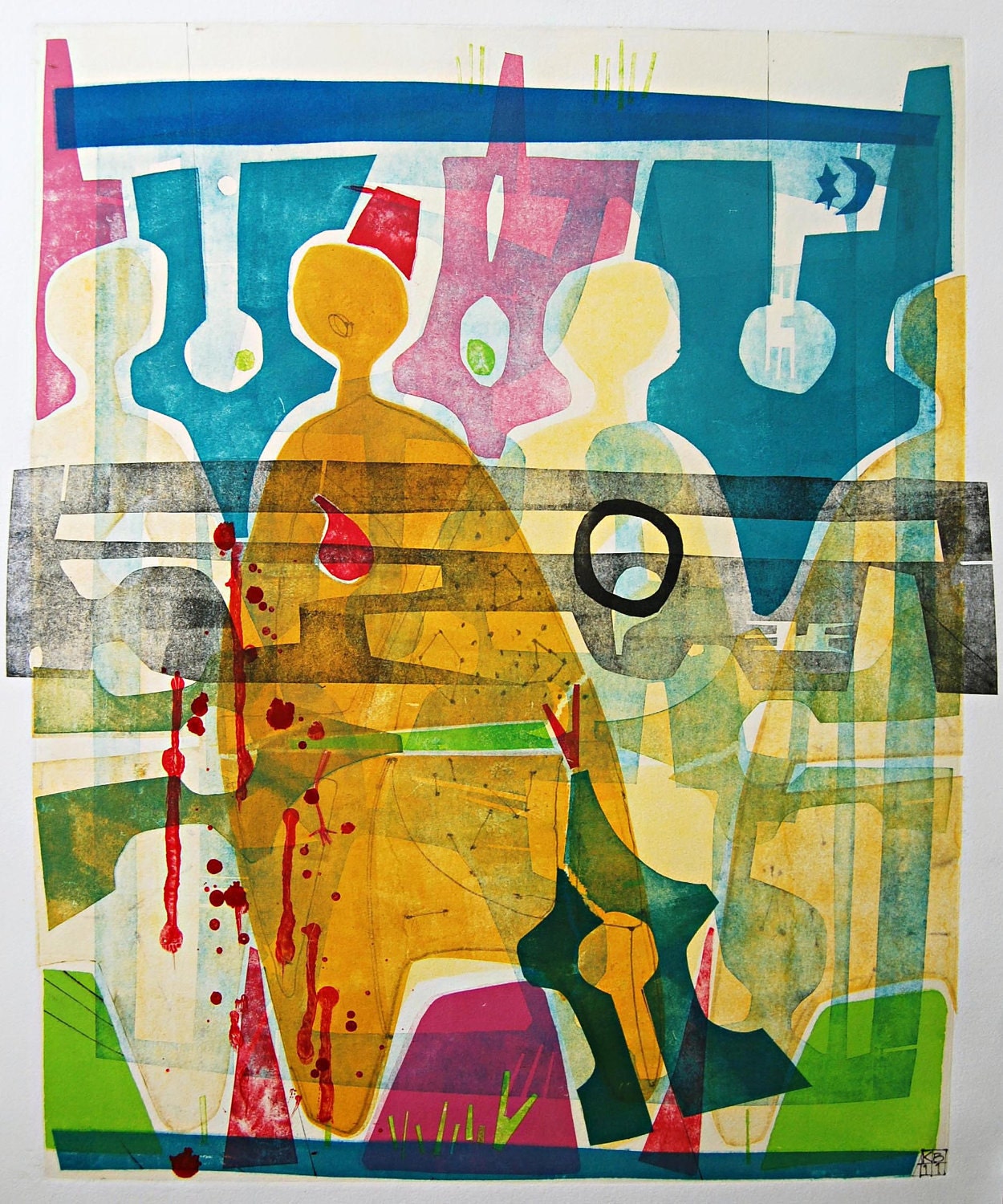 Contemporary Fine Art Monoprint : Road To Marrakesh (Arab Spring)