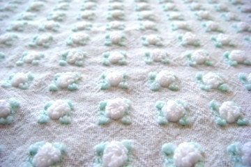 Morgan Jones White Rosebud Vintage Chenille Bedspread Fabric