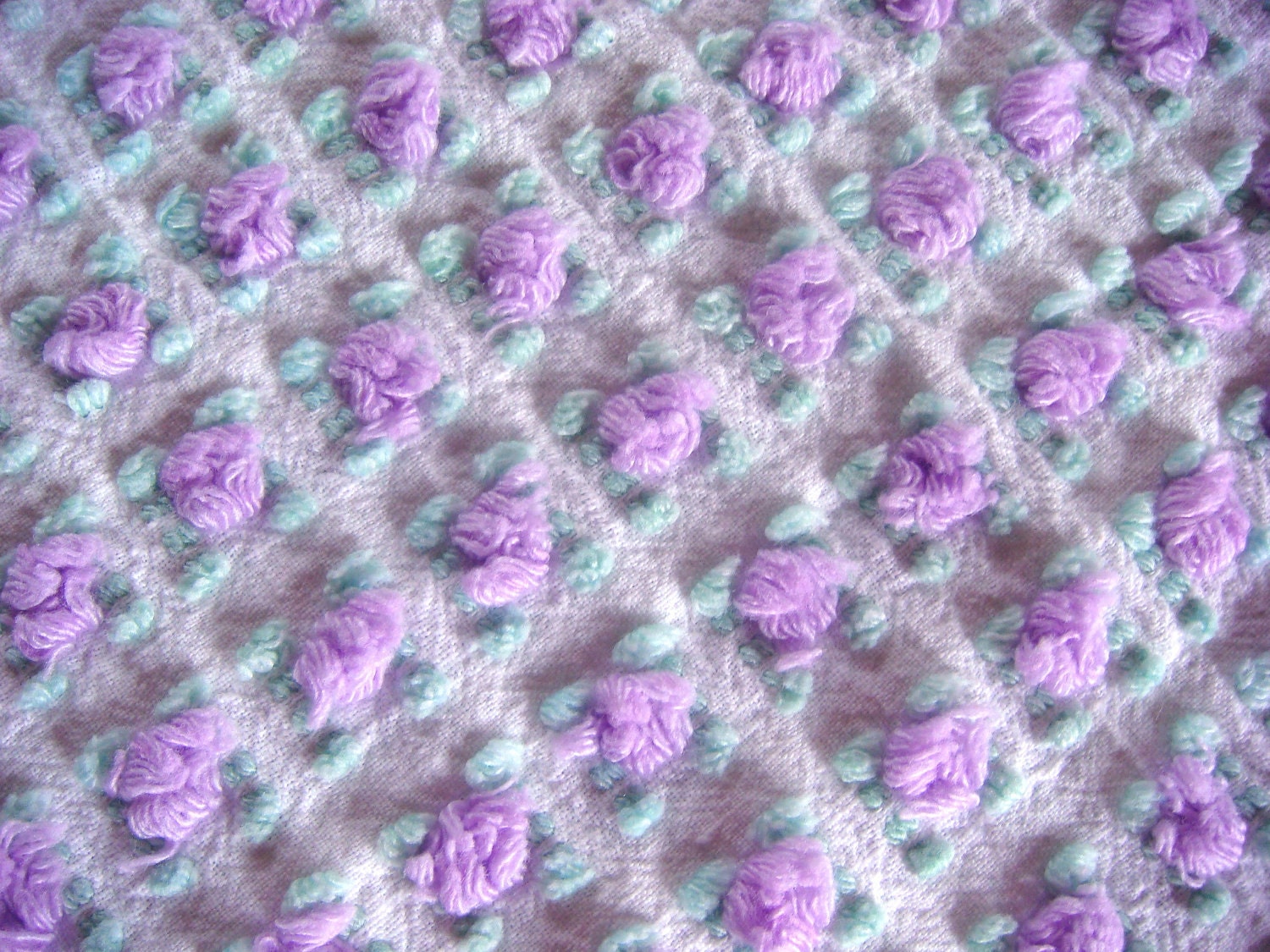 Vantona Lavender Rosebud Vintage Chenille
