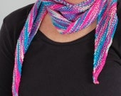 In the Shallows Plain Shawlette in Pink, Blue, and White