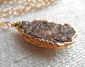 Brown druzy - gold necklace - druzy necklace - one of a kind - A M E L I A
