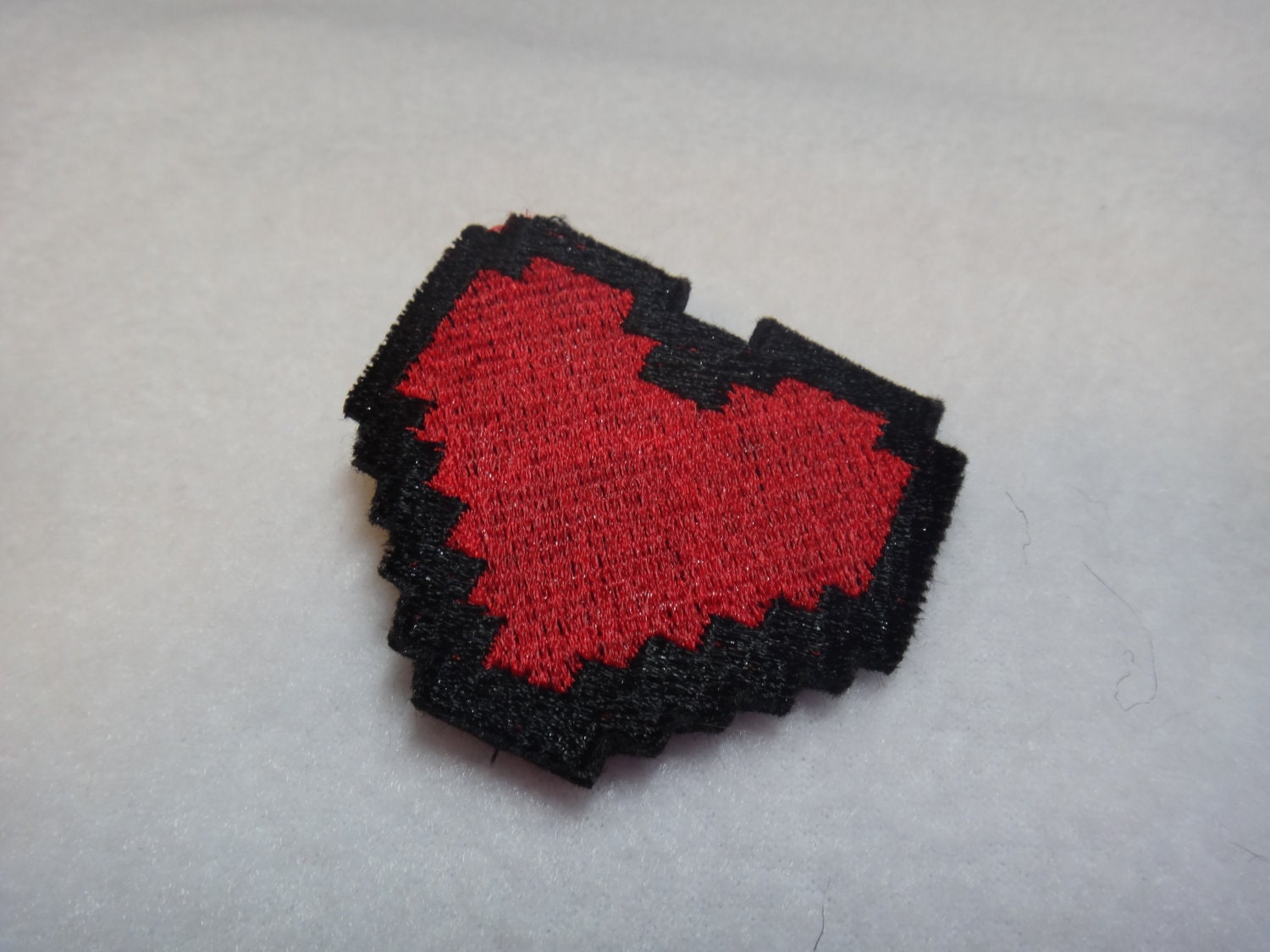 Red Heart 8 bit gamer Hair Clip embroidery