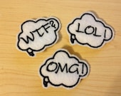 Word Thought Bubble Comic  Hair Clip - Set of 3