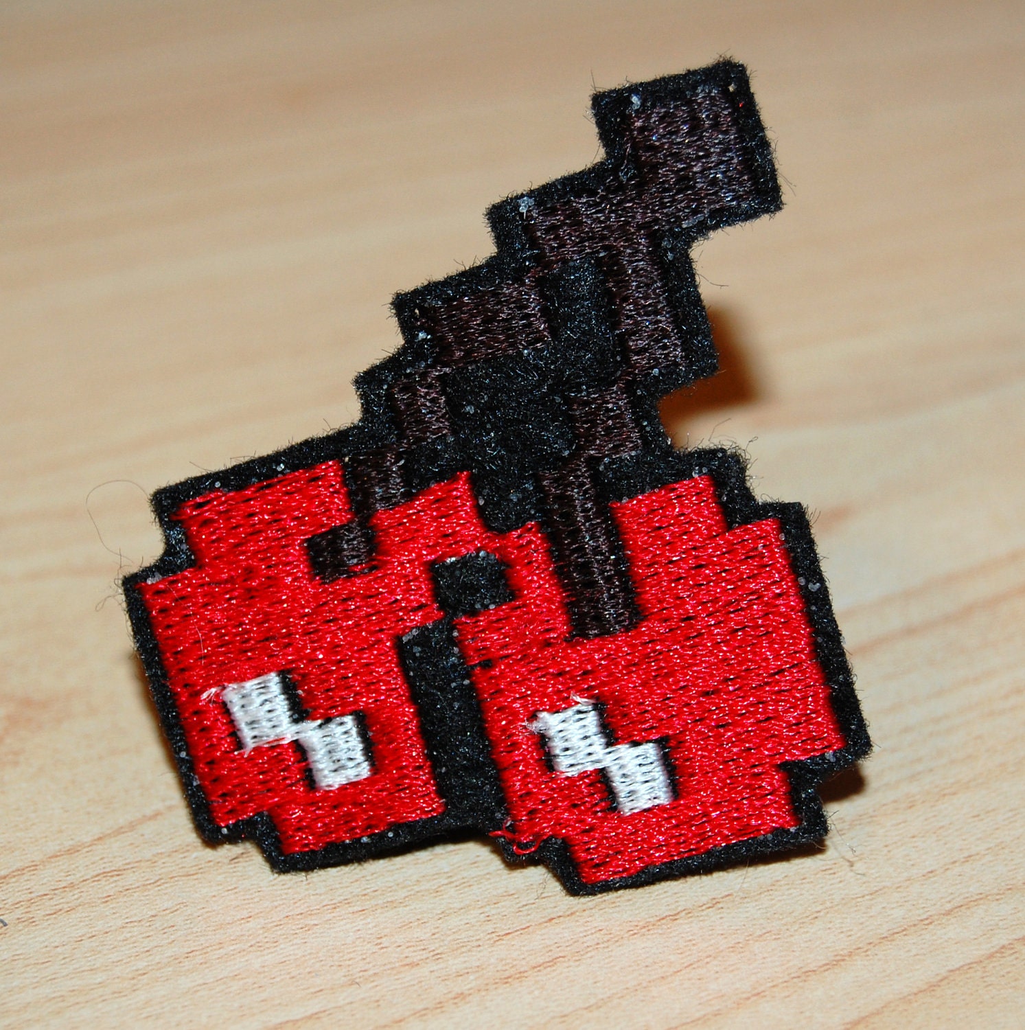 Cherry 8 bit Gamer Hair Clip Embroidery