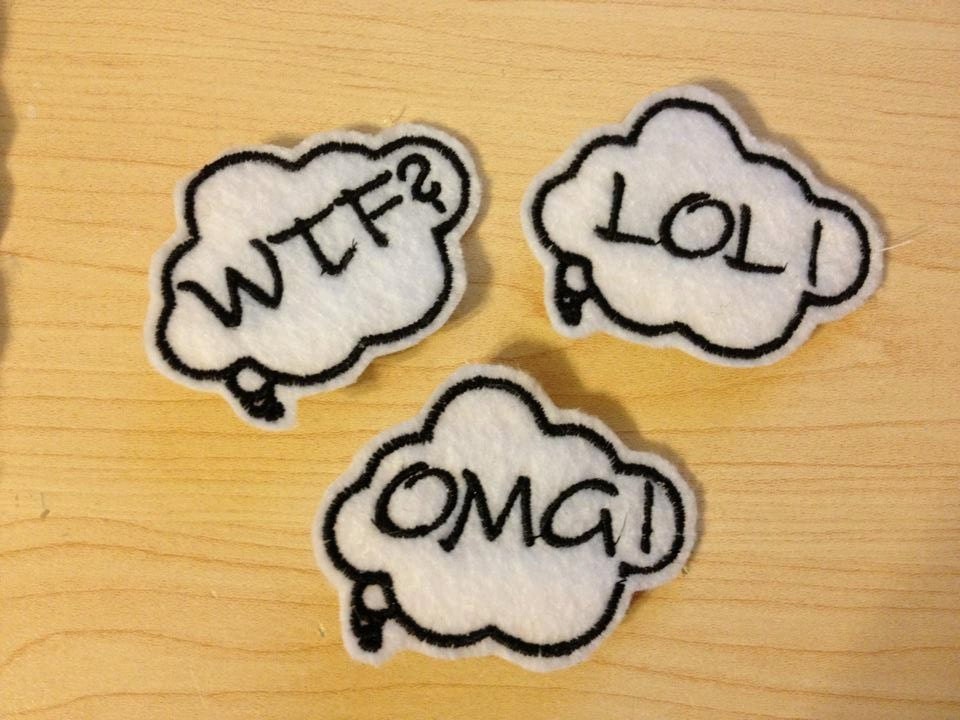 Word Thought Bubble Comic  Hair Clip - Set of 3