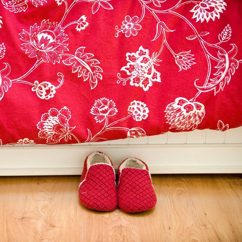 Red Slippers - Fine Art Photo on 5x5 Bamboo Panel