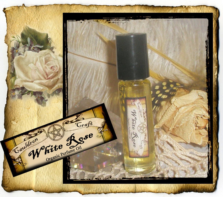 Organic White Rose Perfume Oil, 1.5 oz glass roll on bottle