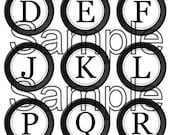 1 inch Vintage Typewriter Keys - Digital Collage Sheet - White and Black - Buy 2/Get 1 Free