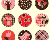 9 Woodland Fox Cuties - Kawaii Cabochons - 1 inch Flatback Buttons