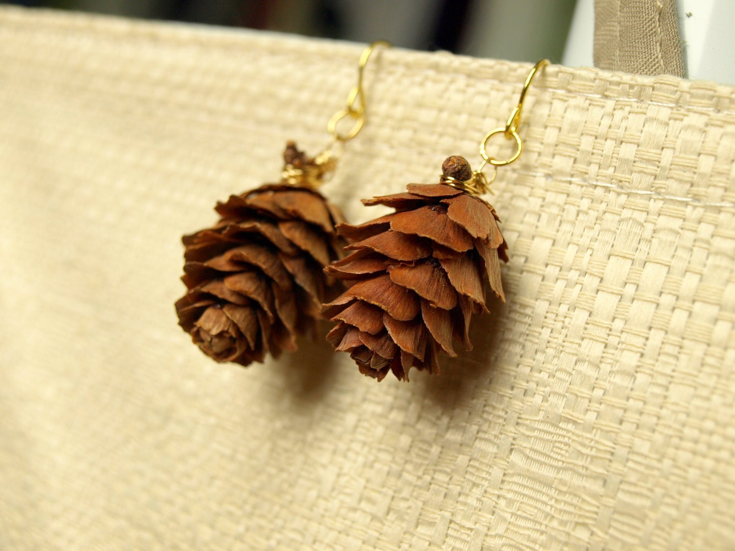 Natural Rose Pine Cone Earrings