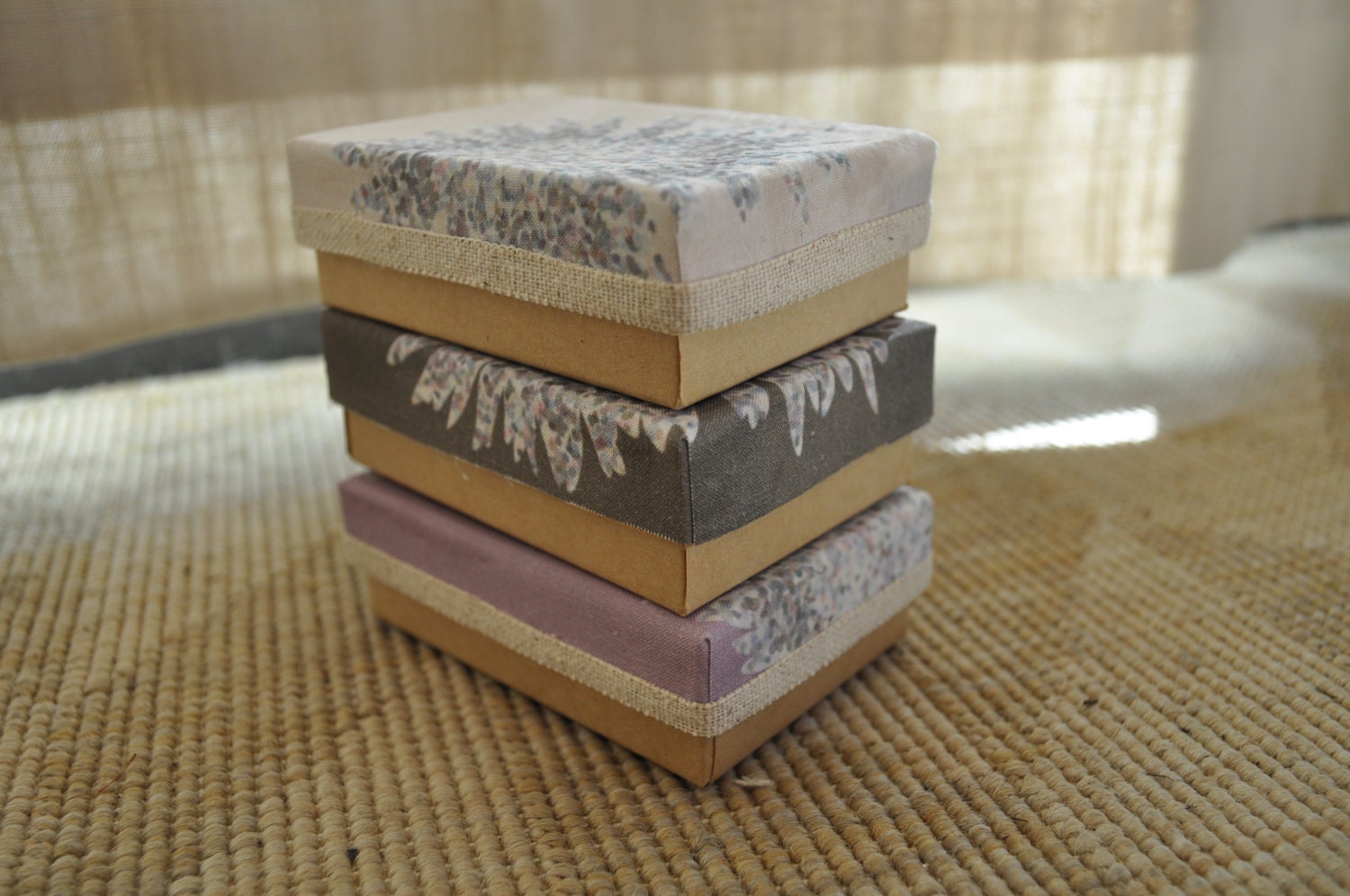 Fabric Covered Jewelry Boxes- Winter Pointallism Collection 2