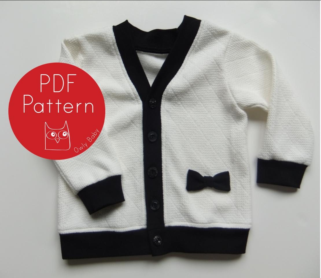 Darling Cardigan PDF Sewing Pattern and Tutorial (sizes NB, 3m, 6m, 12m, 18m, 2t, 3t, Boys/Girls 4, 5, 6) Instant Download