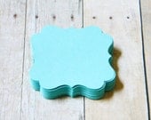 DIY Beach Themed Aqua Blue, Fancy Bracket  Placecards, Escort Cards, Buffet Table Cards Set of 50