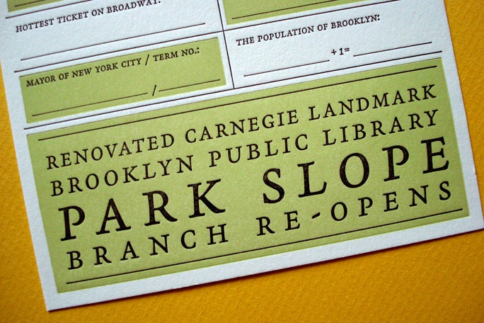 Park Slope Letterpress 2012 Year You Were Born Card