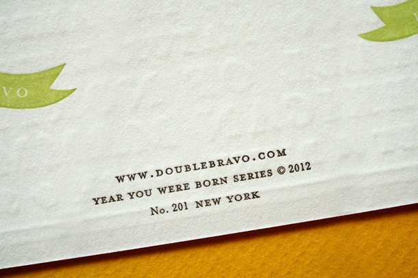 New York City Letterpress 2012 Year You Were Born Card