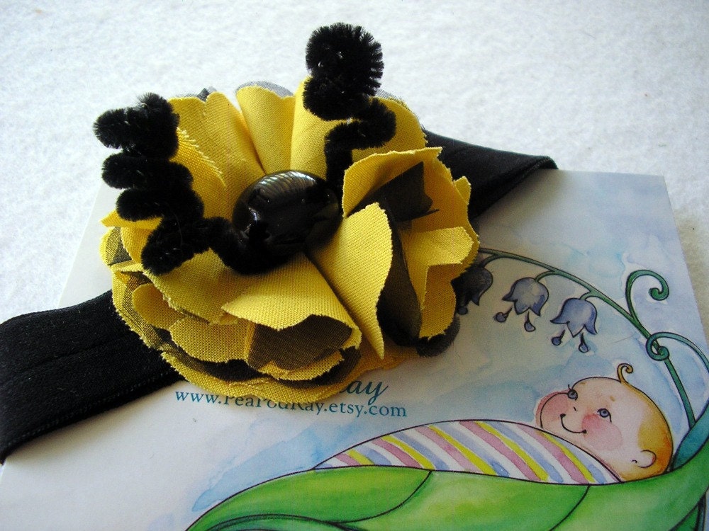 Bumble Bee Toddler Floral Antenna Headband