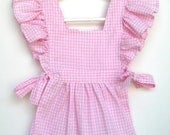 Ruffled Pink And White Gingham Apron Toddler Pinafore