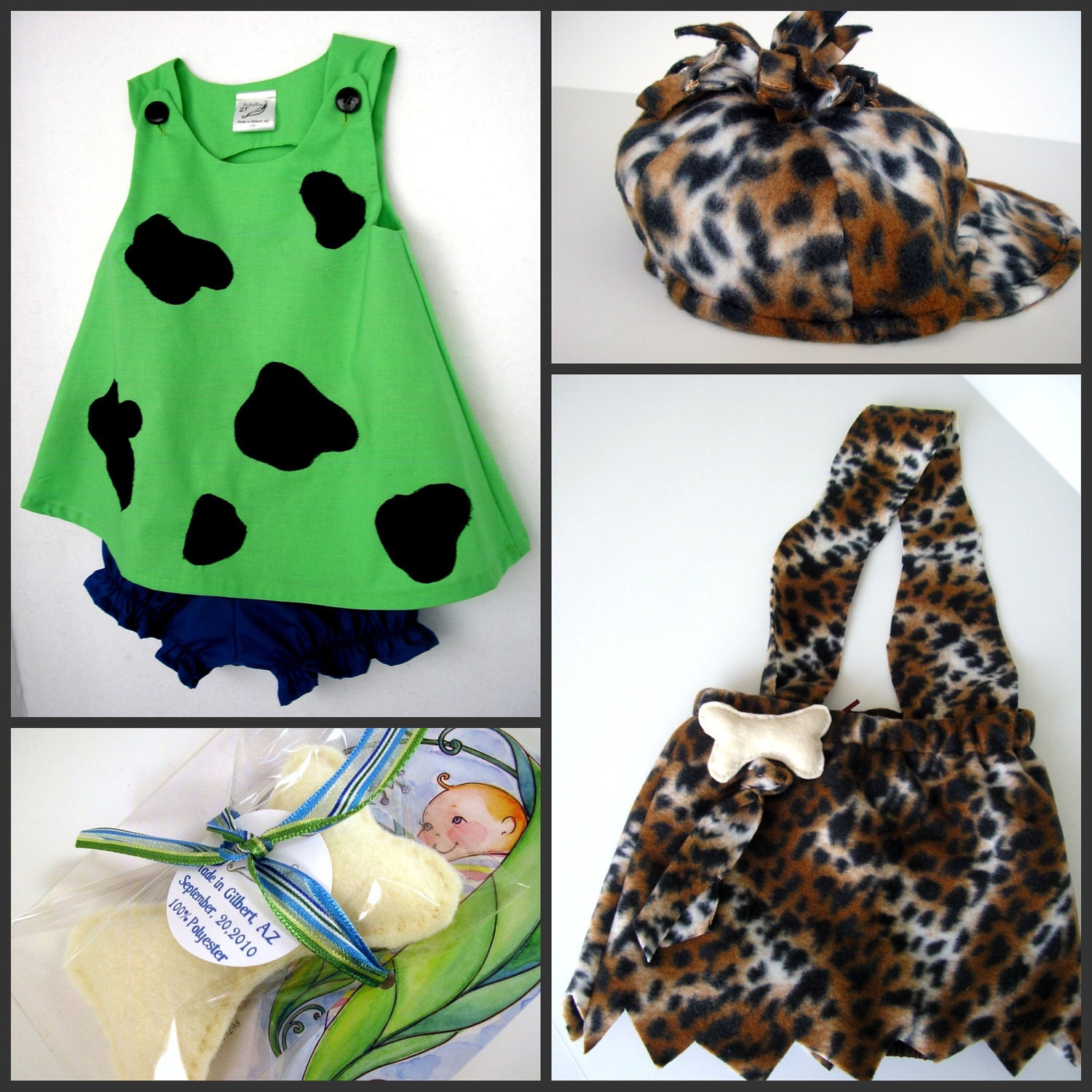 Complete Pebbles and Bamm Bamm Costume Set Includes Accessories