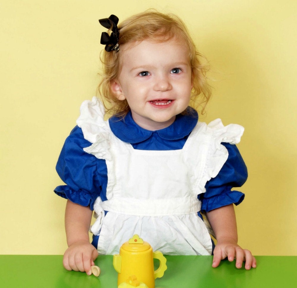 Ruffled White Apron Pinafore -Alice in Wonderland  - 1T, 2T, 3T, 4T Available