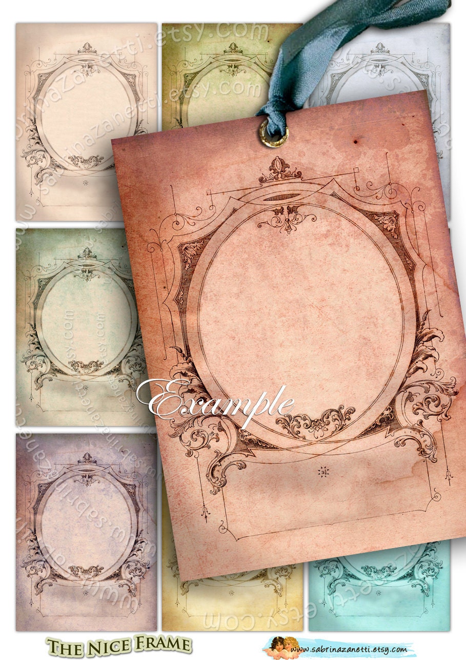 Instant Download - Digital collage sheet  The NICE FRAME  printable aceo card vintage victorian era ephemera old book gif tags / AC220