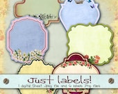 Instant Download - Digital collage sheets  JUST LABELS  .png and .jpg files printable labels gift tags digital crafting needs  / TL116
