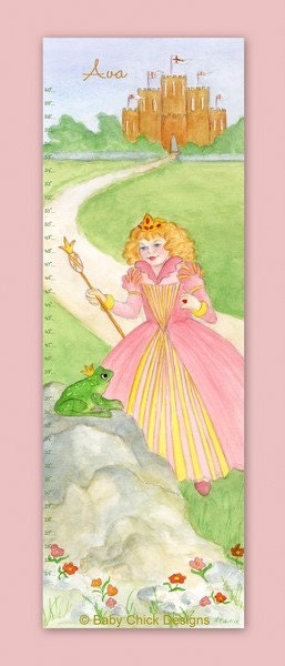 Princess Growth Chart, Canvas Growth Chart, Childrens Growth Chart, Personalized Growth Chart, Wall Growth Chart