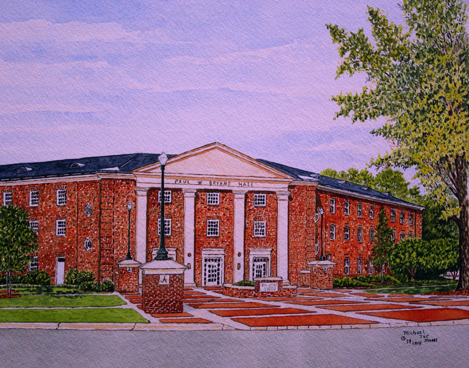 Paul Bryant Hall Print from the Original Watercolor by Michael Joe Moore