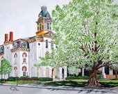 Old Court House in Concord North Carolina Original Watercolor by Michael Joe Moore
