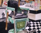 Floyd's Barber Shop -Original Watercolor by Michael Joe Moore